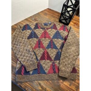 Northern Isles Sweater Vintage Carob Mix Combo Fisherman‎ Knitted Mens Large